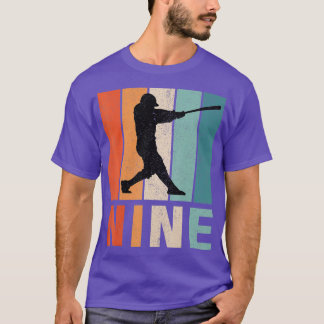 9e verjaardag Retro Baseball Player Boys Kinder 9  T-shirt