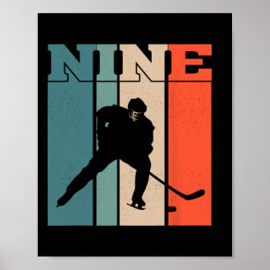 9e verjaardag Retro Ice Hockey 9 jaar oud Boy Girl Poster