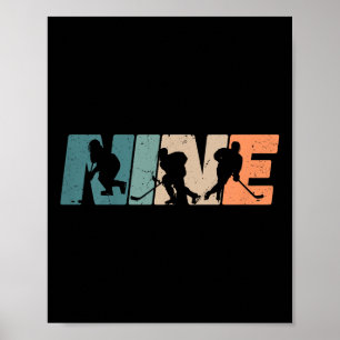 9e verjaardag Retro Ice Hockey 9 jaar oud Boy Girl Poster