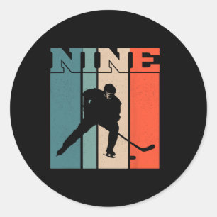9e verjaardag Retro Ice Hockey 9 jaar oud Boy Girl Ronde Sticker