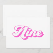 9e verjaardag Retro Meisje Kaart (Voorkant / Achterkant)