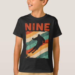 9e verjaardag Retro skiën 9 jaar oude jongens meis T-shirt