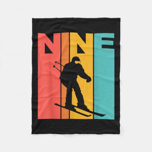 9e verjaardag Retro Skiën 9 jaar oude jongens Verj Fleece Deken (Voorkant)