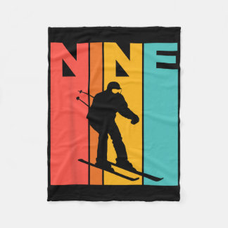 9e verjaardag Retro skiën 9 jaar oude jongens verj Fleece Deken