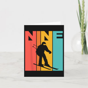 9e verjaardag Retro Skiën 9 jaar oude jongens Verj Kaart