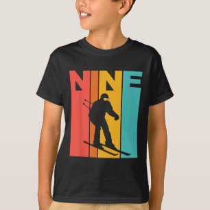 9e verjaardag Retro skiën 9 jaar oude jongens verj T-shirt