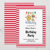 9e verjaardag Rode/witte strepen Kaart (Voorkant / Achterkant)