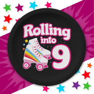 9e verjaardag rolschaatsen 9 jaar oud Schaats Papieren Bordje