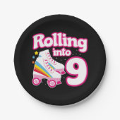 9e verjaardag rolschaatsen 9 jaar oud Schaats Papieren Bordje (Voorkant)