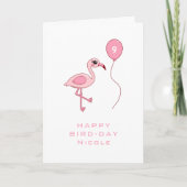 9e Verjaardag Roze Flamingo Happy Bird-day Kaart (Voorkant)