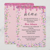 9e verjaardag roze ijsjes en strooisel kaart (Voorkant / Achterkant)