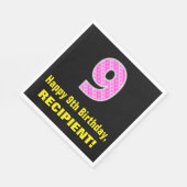 9e verjaardag: Roze strepen en hart "9" + naam Servet (Hoek)