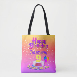 9e verjaardag roze tote bag