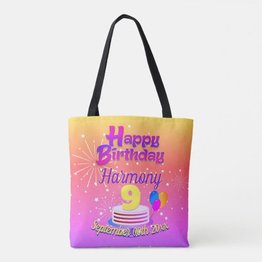 9e verjaardag roze tote bag (Achterkant)