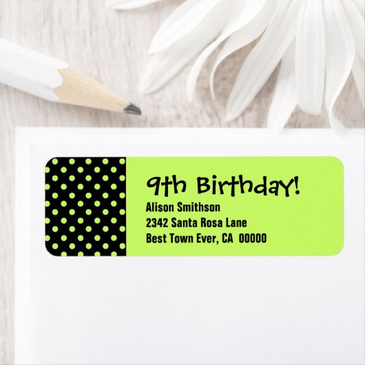 9e Verjaardag Schattige Polka Dot Pattern Etiket (Insitu)