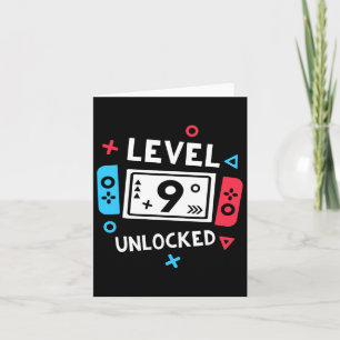 9e Verjaardag Shirt Boy Level 9 Ontgrendeld Videog Kaart