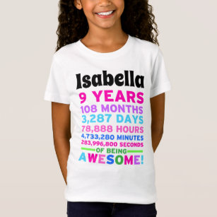 9e verjaardag Shirt meisje Negen jaar Geweldige