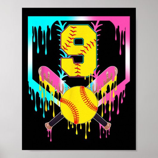 9e Verjaardag Softll Thuisplaat Drip Ijs 9 Jaar O Poster (Voorkant)