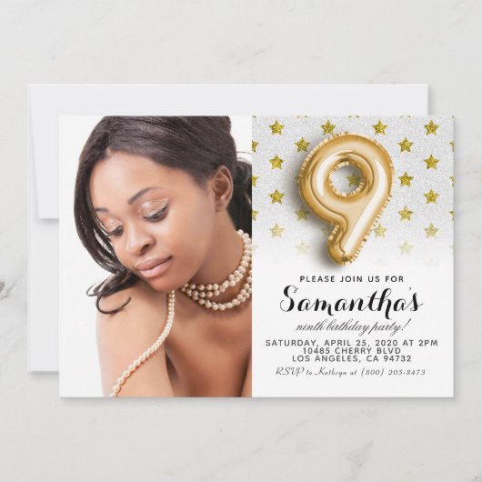 9e verjaardag Star Confetti Portret Kaart (Voorkant)