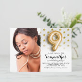 9e verjaardag Star Confetti Portret Kaart (Staand voorkant)