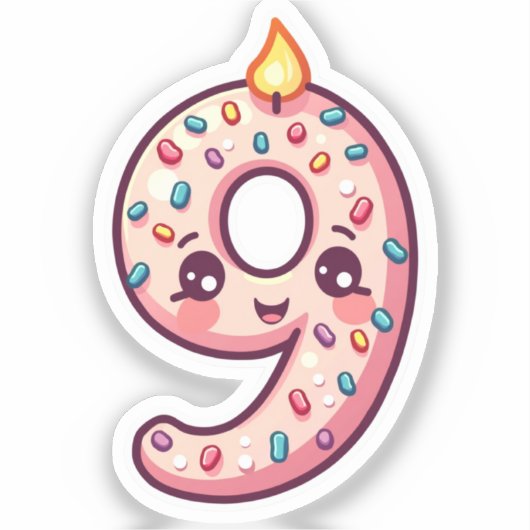 9e verjaardag Sticker (Voorkant)