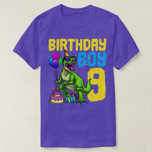 9e verjaardag TRex Dinosaurus Verjaardag Jongen T-shirt (Design voorkant)