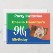 9e verjaardag uitnodiging met foto (Voorkant)
