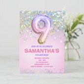 9e verjaardag, uitnodiging van de regenboogjongen (Staand voorkant)