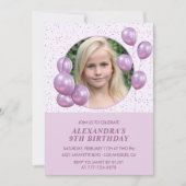 9e verjaardag Uitnodigingen Ballonnen Foto Paarse (Voorkant)