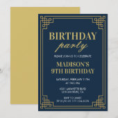 9e verjaardag uitnodigingen Verjaardagsfeest meisj (Voorkant / Achterkant)