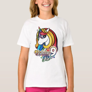 9e verjaardag Unicorn T-shirt voor meisjes.