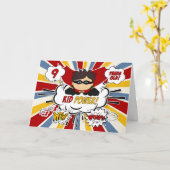 9e verjaardag van Boys Super Kind Red Comic Book Kaart (Gele Bloem)