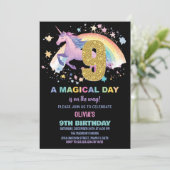 9e verjaardag van de eenhoorn kaart (Staand voorkant)