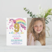 9e verjaardag van de eenhoorn met afbeelding kaart (Staand voorkant)