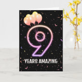 9e verjaardag van de luchtballonnen en Confetti Kaart (Gele Bloem)