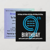 9e verjaardag van de Moderne Blauw en Zwart W689B Kaart (Voorkant / Achterkant)