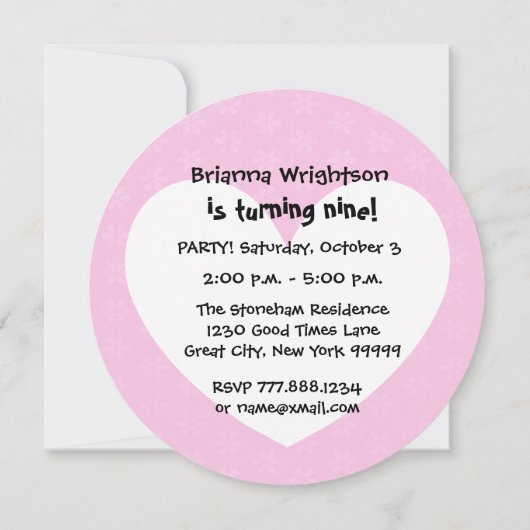 9e verjaardag van de moderne roze en zwarte W689B2 Kaart (Achterkant)