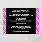 9e verjaardag van de opstand - vuurroze harten en  folie uitnodiging (Achterkant)