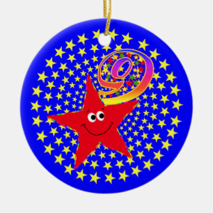 9e verjaardag van de Rode Star-ronde Keramisch Ornament