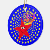 9e verjaardag van de Rode Star-ronde Keramisch Ornament (Links)