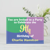 9e verjaardag van de uitnodiging (Staand voorkant)