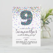 9e verjaardag van de uitnodiging tot Confetti van  (Staand voorkant)