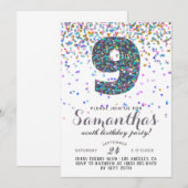 9e verjaardag van de uitnodiging tot Confetti van  (Voorkant / Achterkant)