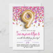 9e verjaardag van de uitnodiging tot Confetti van (Voorkant)