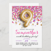 9e verjaardag van de uitnodiging tot Confetti van  (Voorkant / Achterkant)