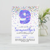 9e verjaardag van de uitnodiging tot Confetti van  (Staand voorkant)