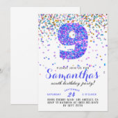 9e verjaardag van de uitnodiging tot Confetti van  (Voorkant / Achterkant)