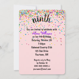 9e verjaardag van de uitnodiging tot Confetti van 