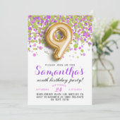 9e verjaardag van de uitnodiging tot Confetti van  (Staand voorkant)