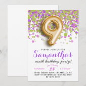 9e verjaardag van de uitnodiging tot Confetti van  (Voorkant / Achterkant)